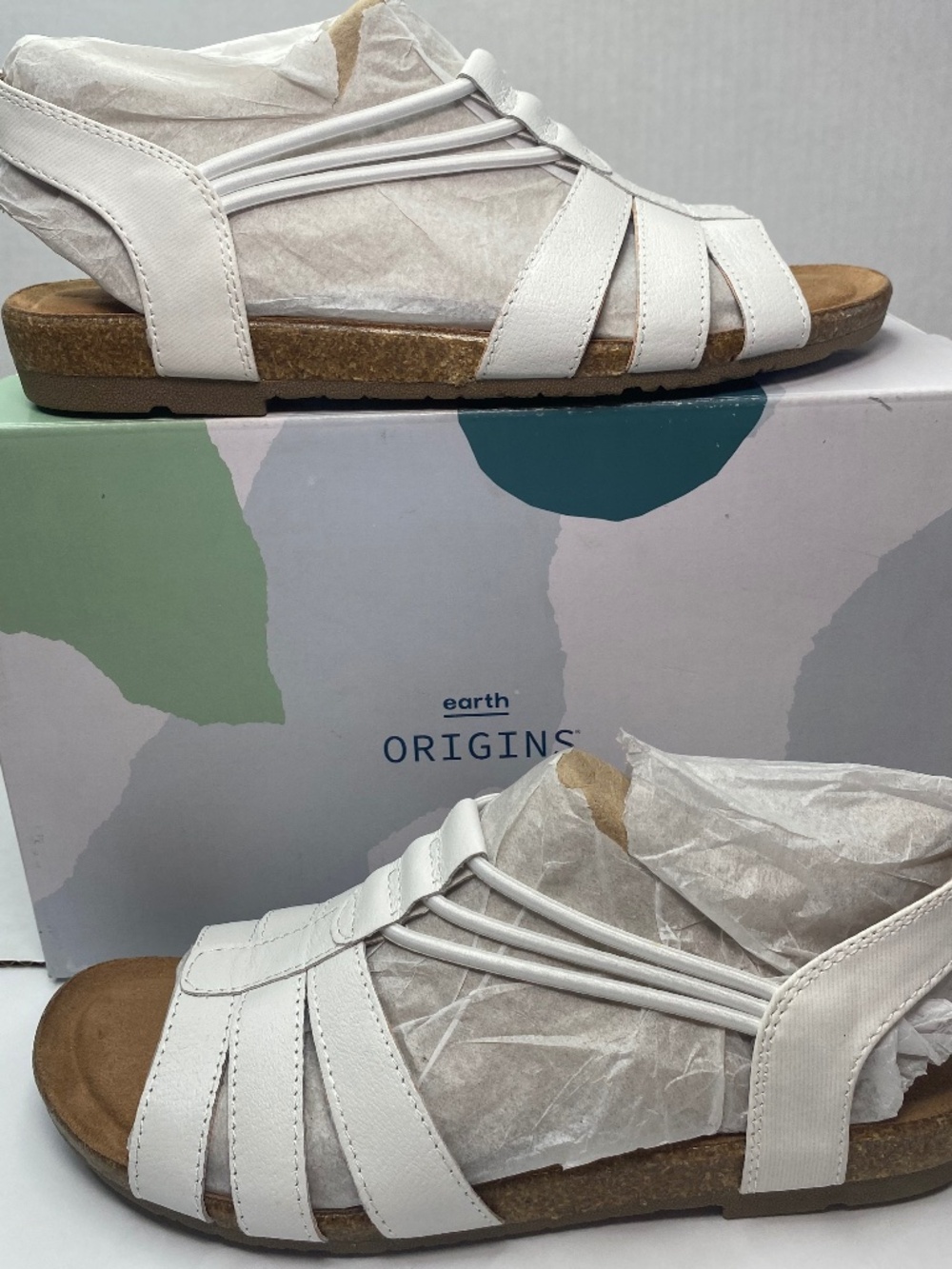 Earth Origins Women's Laney White Low-Wedge Sandals U.S. Size 7.5 NIB